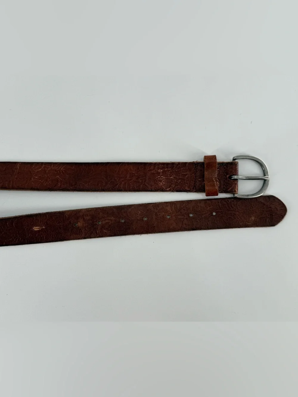 American Eagle Vintage‎ Tooled Boho Bohemian Floral Brown Leather Belt M/L